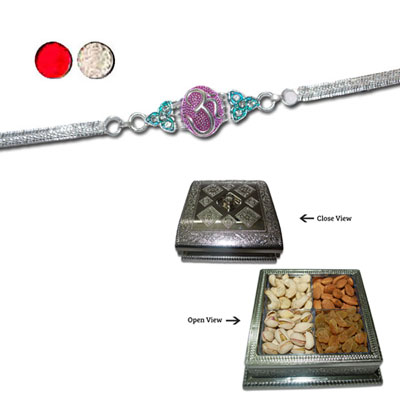 "Rakhi - SIL-6010 A (Single Rakhi),  Manmeet DryFruit Box - Code DFB3000 - Click here to View more details about this Product